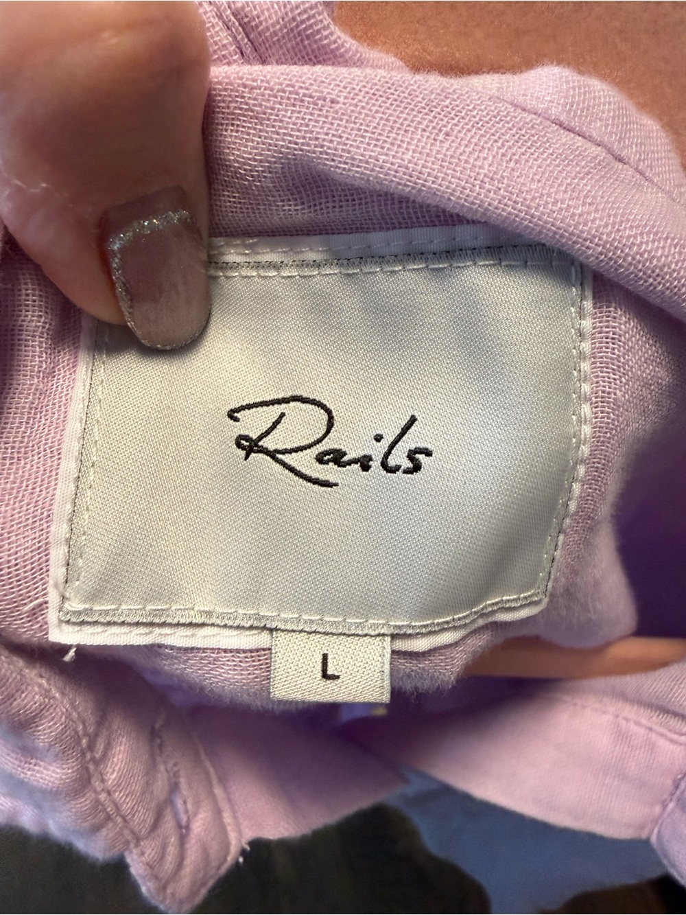 Rails Ellis Long Sleeve Gauze Shirt in Pale Lilac | Size Large | Retail $168 - Picture 5 of 6